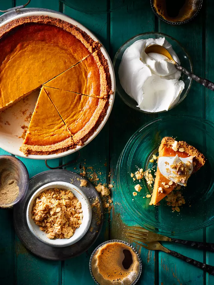 This Cardamom Pumpkin Pie Has the Most Delicious Pistachio Cookie Crust