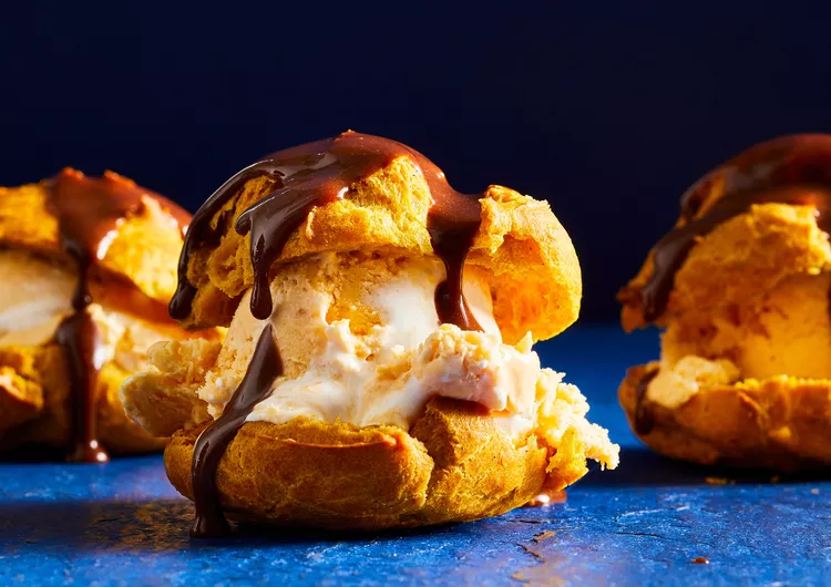 Cream Puffs with Pumpkin Ice Cream