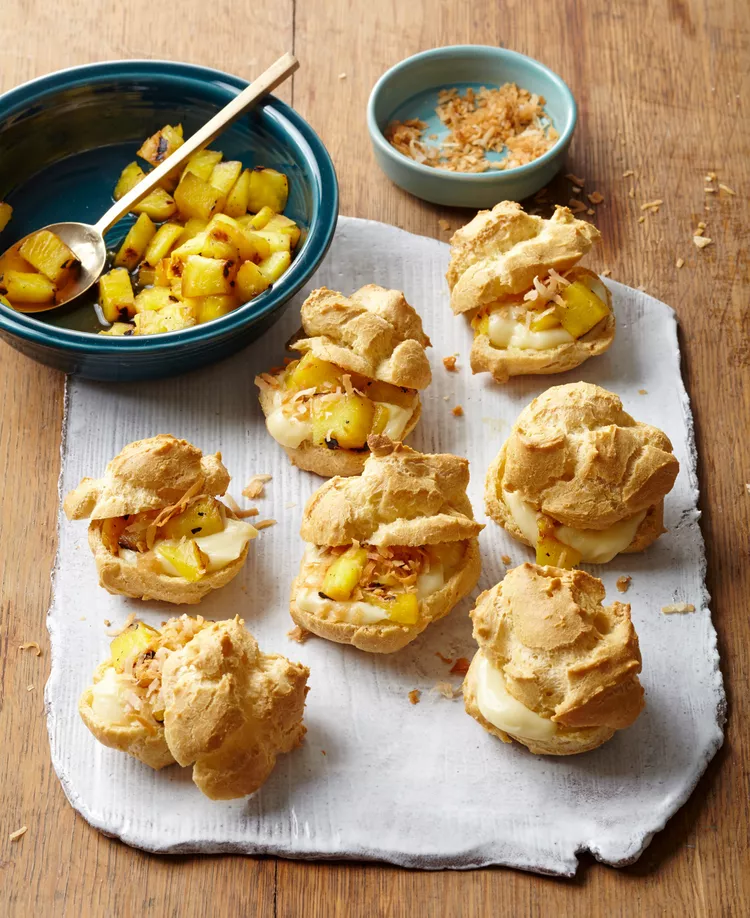 Gluten Free Coconut Cream and Pineapple Cream Puffs