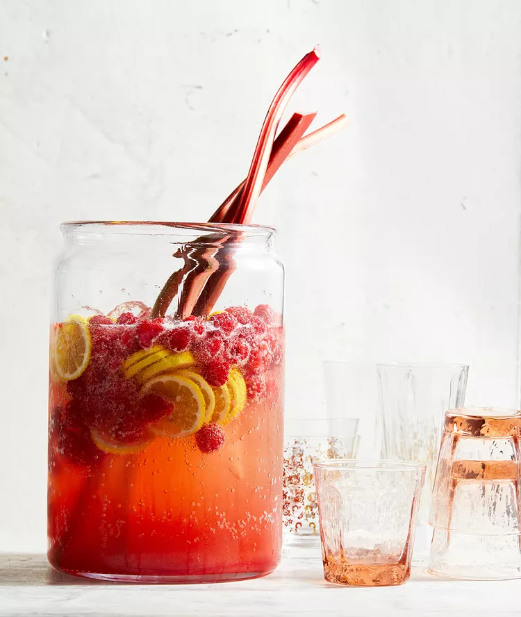 Ginger Rhubarb-Raspberry Punch