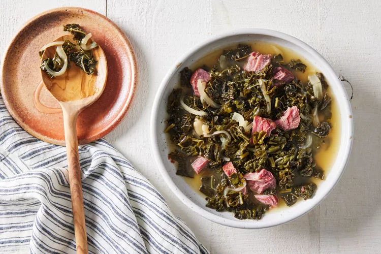 Slow-Simmered Kale with Ham