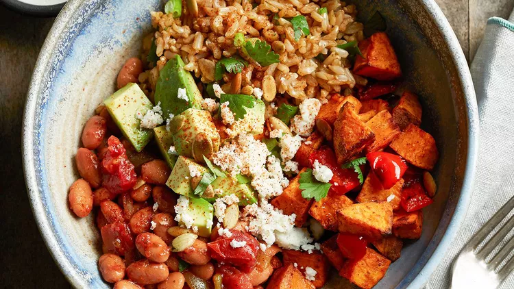 Sweet Potato Burrito Bowls with Cashew Cream