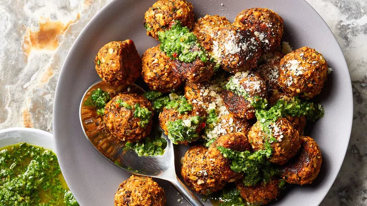 Eggplant "Meat" Balls with Chimichurri