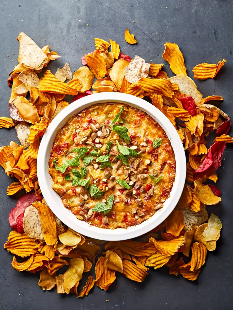 Spicy Roasted Red Pepper Artichoke Dip