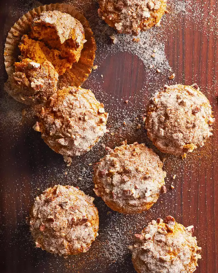 Cinnamon-Sugar Bourbon-Pumpkin Muffins