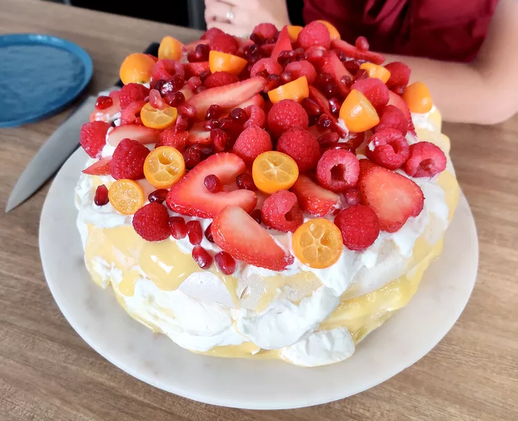 Pavlova with Lemon Curd and Fresh Berries