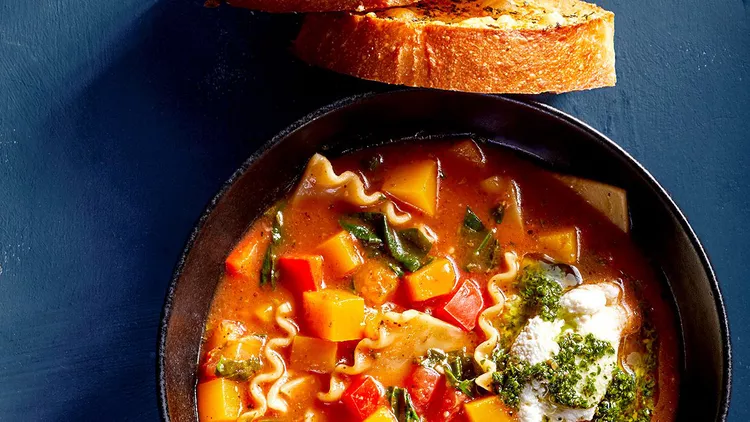 Veggie-Pesto Lasagna Soup