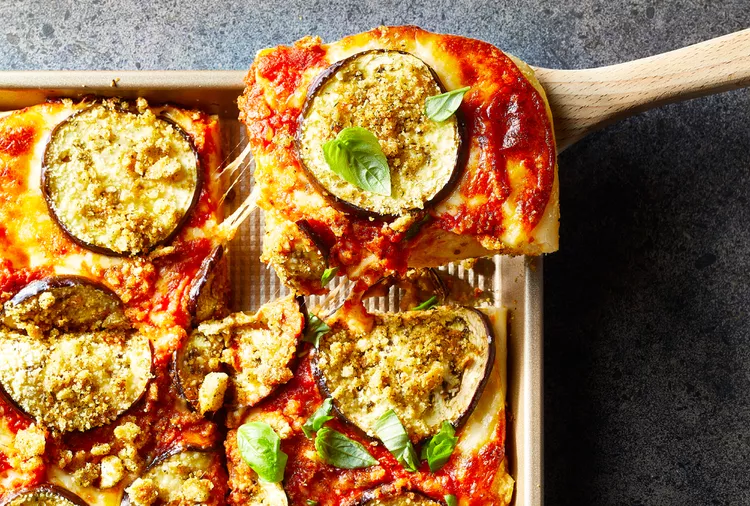 Eggplant-Parmesan Grandma Pizza