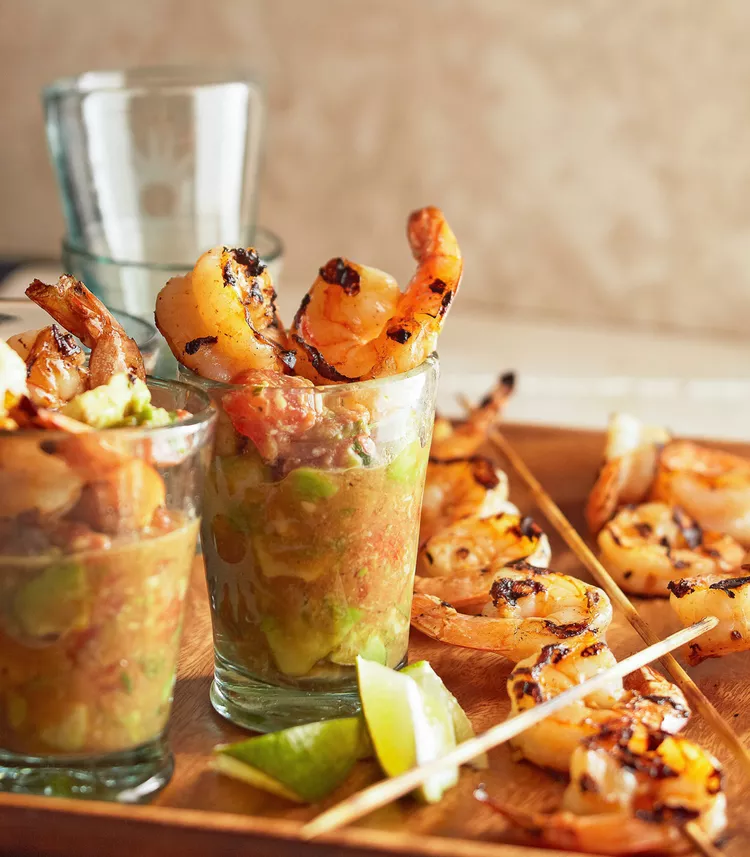 Chile-Lime Grilled Tiger Shrimp with Avocado Cocktail Sauce