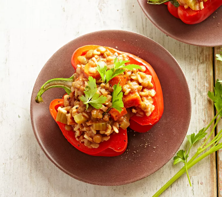 Lentil- and Rice-Stuffed Peppers