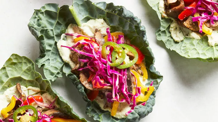 Portobello-Pepper Kale Wraps