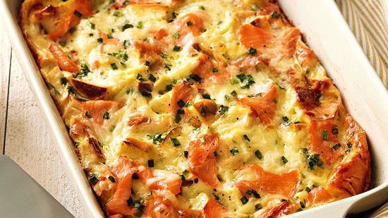 Bagel, Lox, and Egg Strata