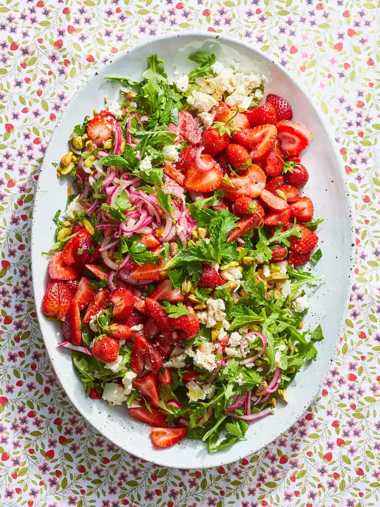 Strawberry Salad with Feta and Pickled Red Onions