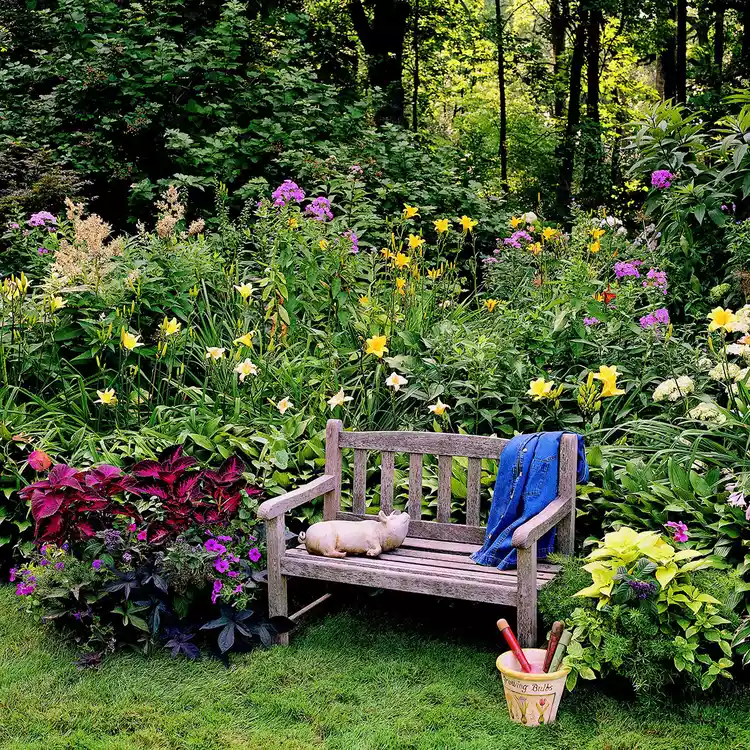 This Partial Shade Garden Plan Creates a Colorful Spot to Relax