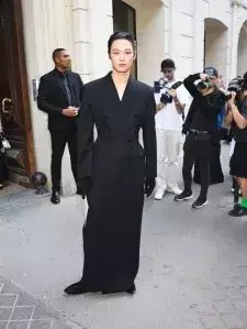 The Boyz’s Juyeon Serves Drama in Tuxedo Dress and Opera Gloves for Balenciaga Fall 2024 Couture Front Row