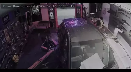 Thieves crash stolen car into gun store, steal thousands of dollars worth of firearms