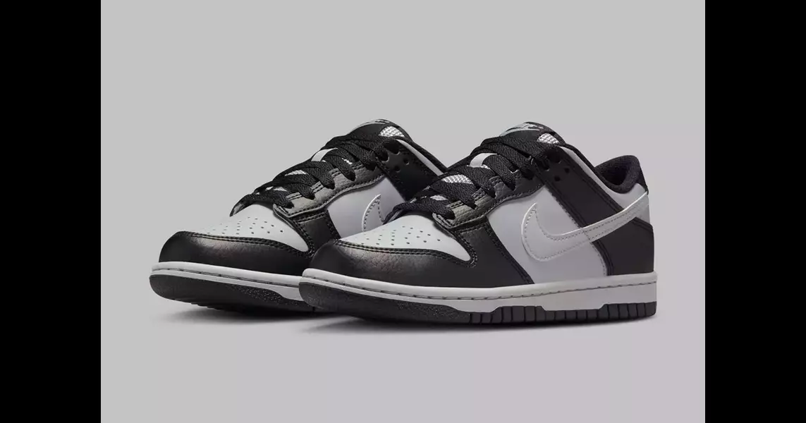 This Kids Nike Dunk Low Shines With Reflective Swoosh Logos