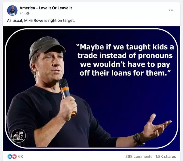 Mike Rowe Said ‘If We Taught Kids a Trade Instead of Pronouns, We Wouldn’t Have to Pay Their Loans’?