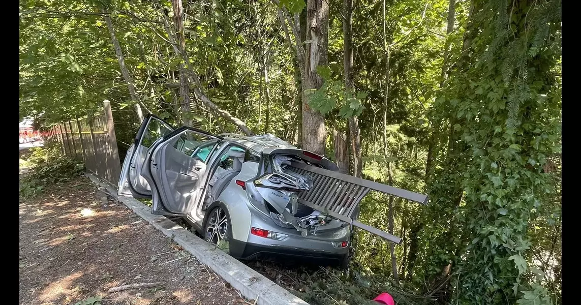 Three people hospitalized after car crashes near steep embankment in Burien