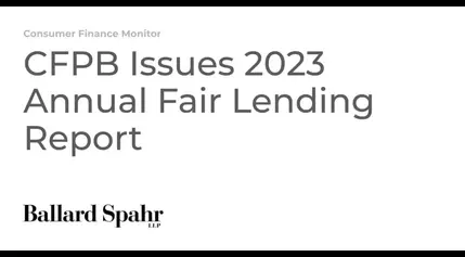 CFPB Issues 2023 Annual Fair Lending Report