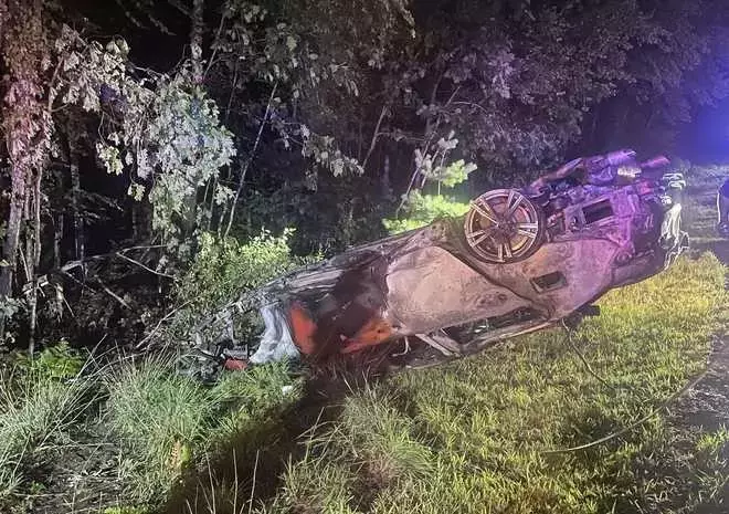 Driver summonsed after fiery crash during thunderstorm in Lyman