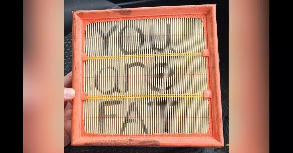 Man “livid” at rude message found written on car air filter by auto shop