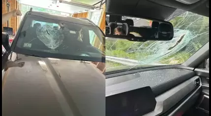 Mass. mom says mystery metal object slammed into her car on I-93 in Medford