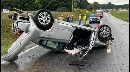 No injuries in Concord crash that flipped car