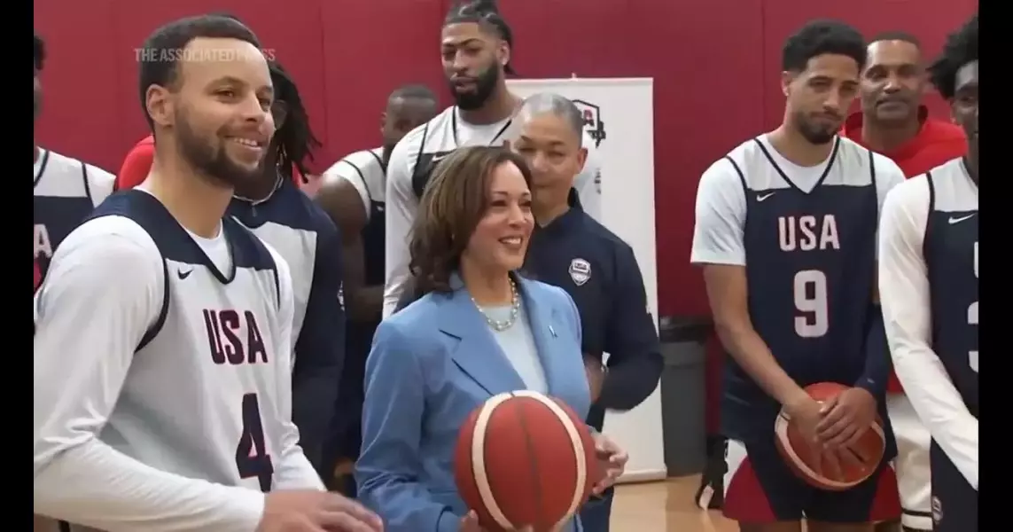 VP Harris visits Team USA Basketball camp before Paris Games