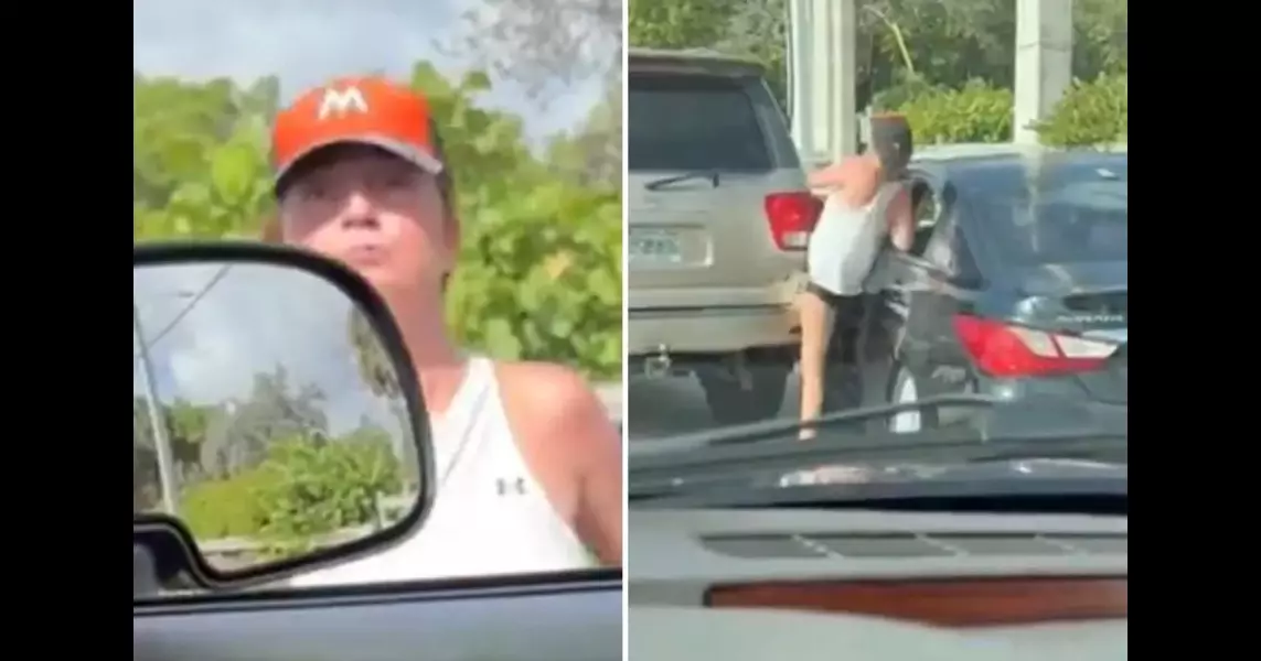 ‘Drunk’ road-rage driver nearly runs herself over after yelling at…