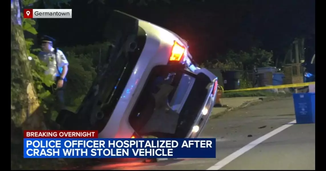 Officer hospitalized after stolen car crashes into police cruiser in Germantown