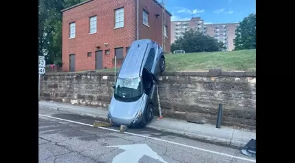 ‘Never a dull moment:’ Knoxville firefighters respond after car drives off retaining wall