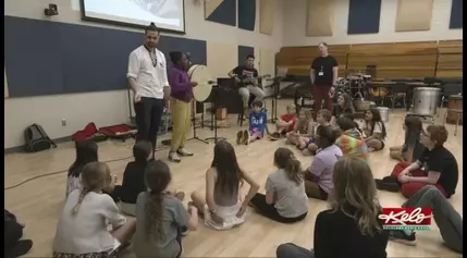 Kids jamming out at camp