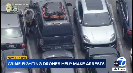 Santa Monica police drones help catch car thief in action at beach parking lot