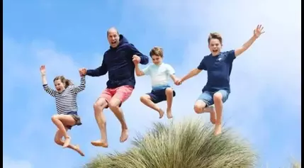 Kate Middleton wishes Prince William a ‘happy birthday,’ shares fun family portrait of kids jumping for joy