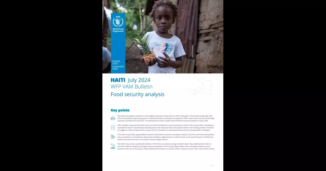 Haiti: WFP VAM Bulletin – Food Security Analysis, July 2024