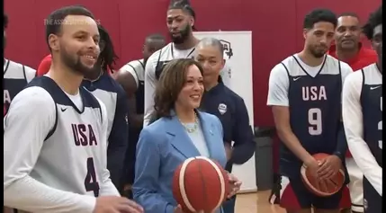 VP Harris visits Team USA Basketball camp before Paris Games