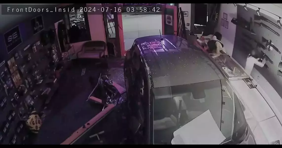 Thieves crash stolen car into gun store, steal thousands of dollars worth of firearms