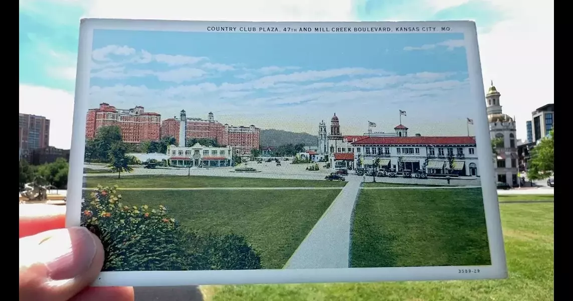 Vintage postcard of Kansas City’s Country Club Plaza shows shopping center’s early history