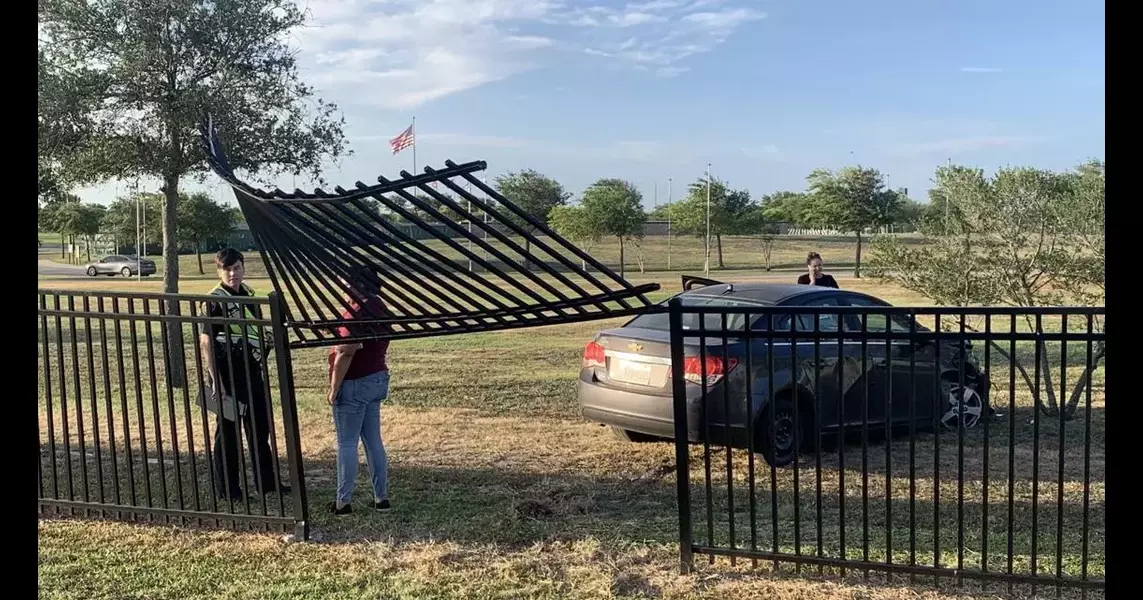 Car crashes through fence of Coastal Bend State Veterans Cemetery in 2-vehicle accident