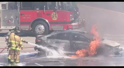 Car bursts into flame near Richmond-San Rafael Bridge toll plaza