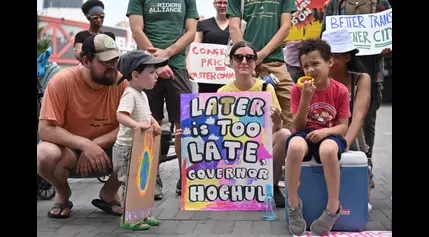 Congestion pricing: Brooklyn kids rally at Barclays Center to demand Hochul end pause and start Manhattan tolls