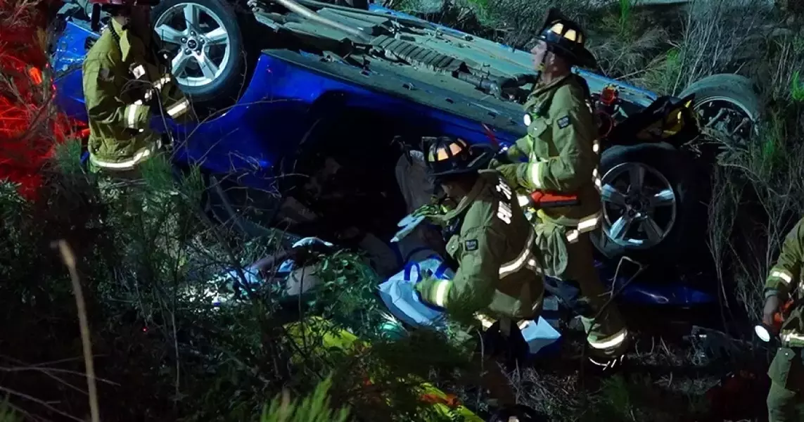 Car veers off road, tumbles down ravine in Chula Vista; 3 people rescued