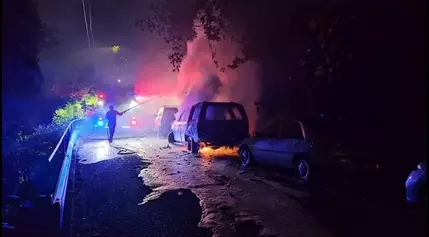 Car fire spreads to brush in SW Portland