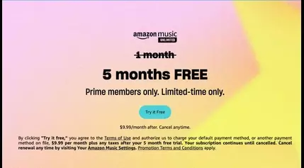 Amazon Prime Day early deals include five months of Amazon Music Unlimited for free