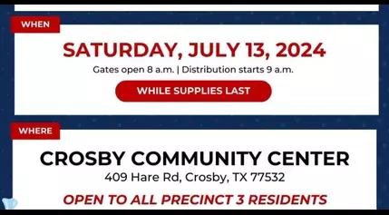 Crosby holding drive-thru food and water event Saturday