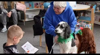 Kids can read to therapy dogs at Yorkville Library program