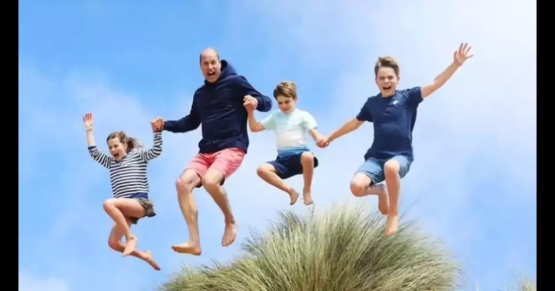 Kate Middleton wishes Prince William a ‘happy birthday,’ shares fun family portrait of kids jumping for joy