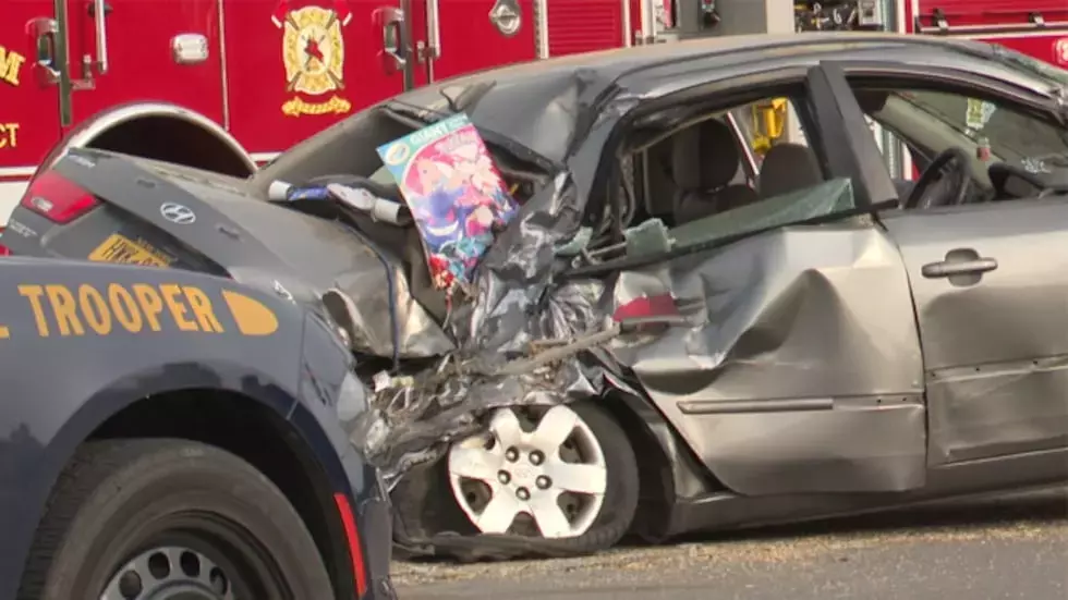 Car & harvester collide near Calcium