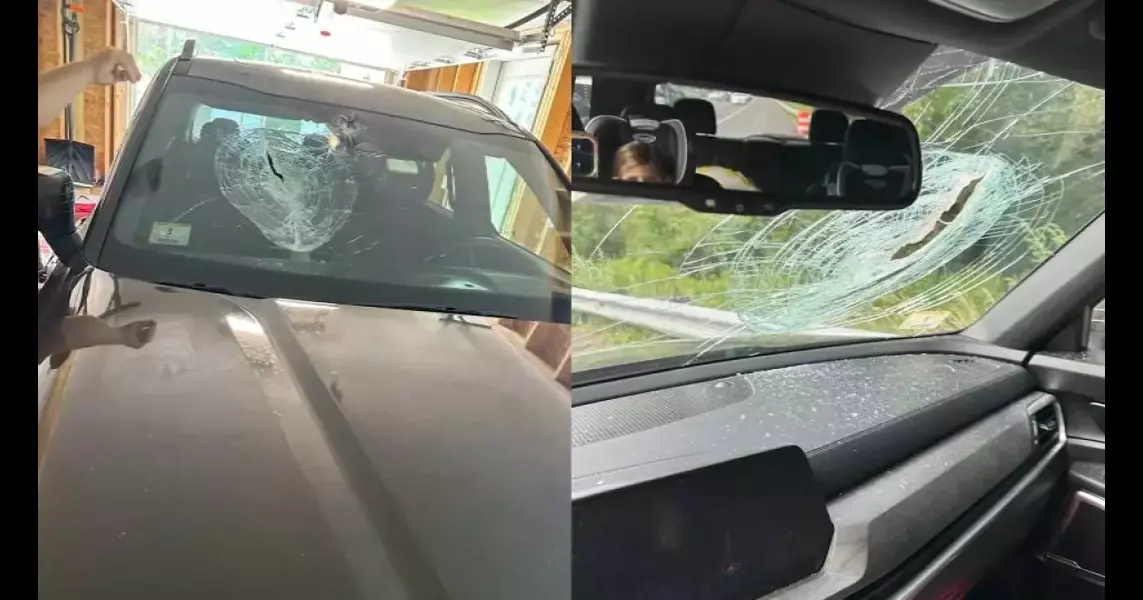 Mass. mom says mystery metal object slammed into her car on I-93 in Medford